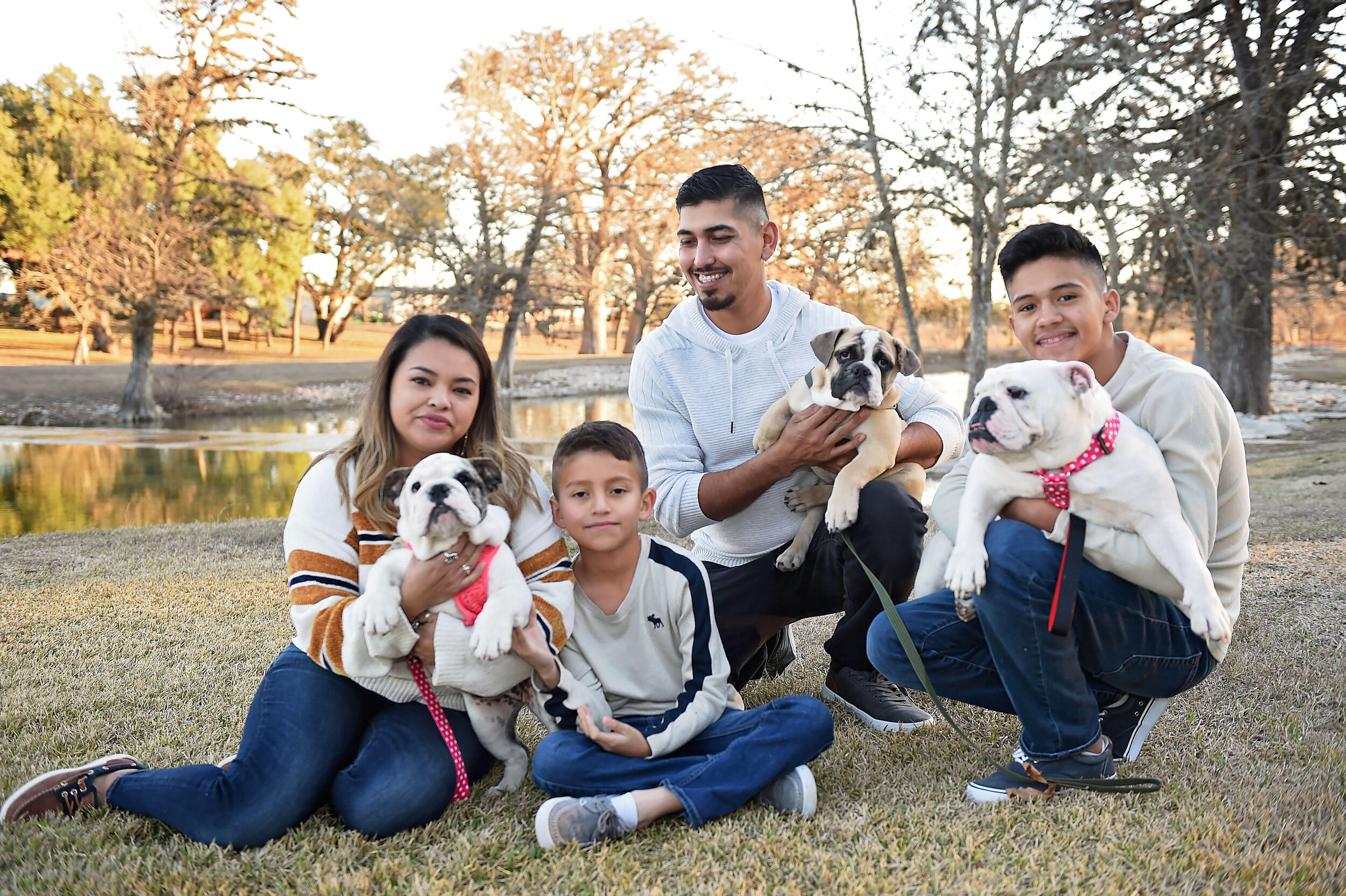 Anahy Cazares with her family and dogs as she talks about on Neonatal Puppy Wellbeing