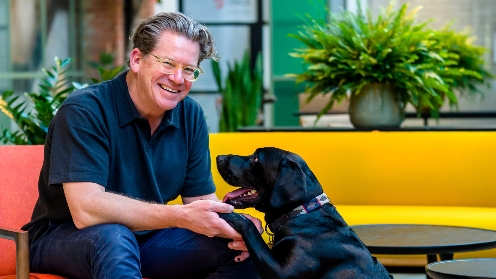 David Fulton, Founder of LAB+BONE with his dog